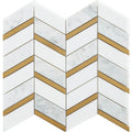 Aerial White and Carrara Gold Chevron Mosaic - image 1