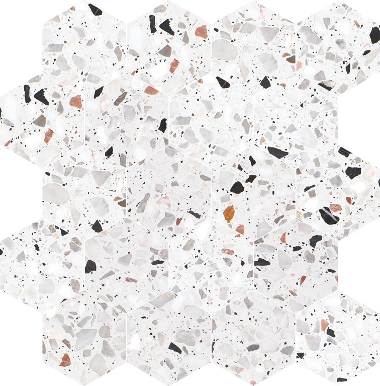 Allegro Cemento 3" Hexagon Honed Terrazzo Mosaic - image 2