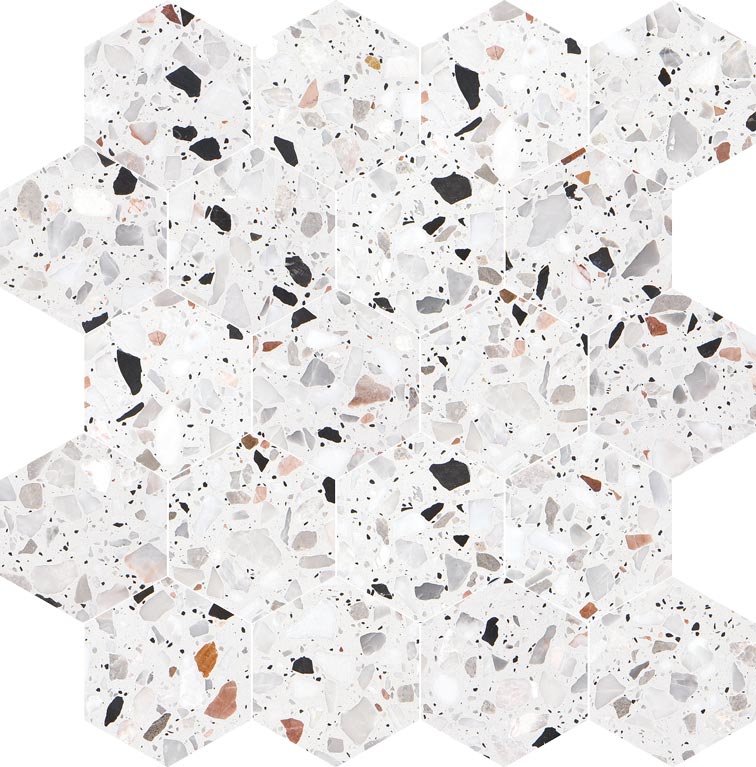 Allegro Cemento 3" Hexagon Honed Terrazzo Mosaic - image 3