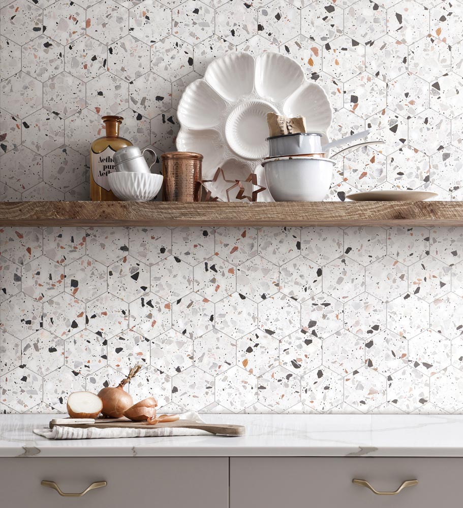 Allegro Cemento 3" Hexagon Honed Terrazzo Mosaic - image 5