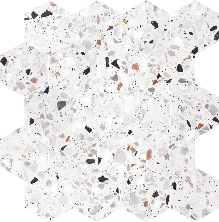 Allegro Cemento 3" Hexagon Honed Terrazzo Mosaic - image 1