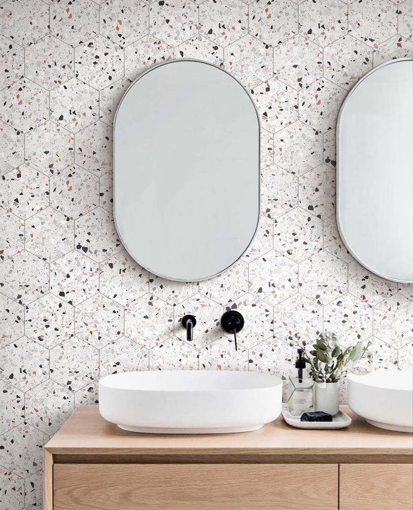 Allegro Cemento 6" Hexagon Honed Terrazzo Mosaic - image 4
