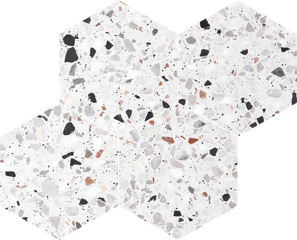 Allegro Cemento 6" Hexagon Honed Terrazzo Mosaic - image 1