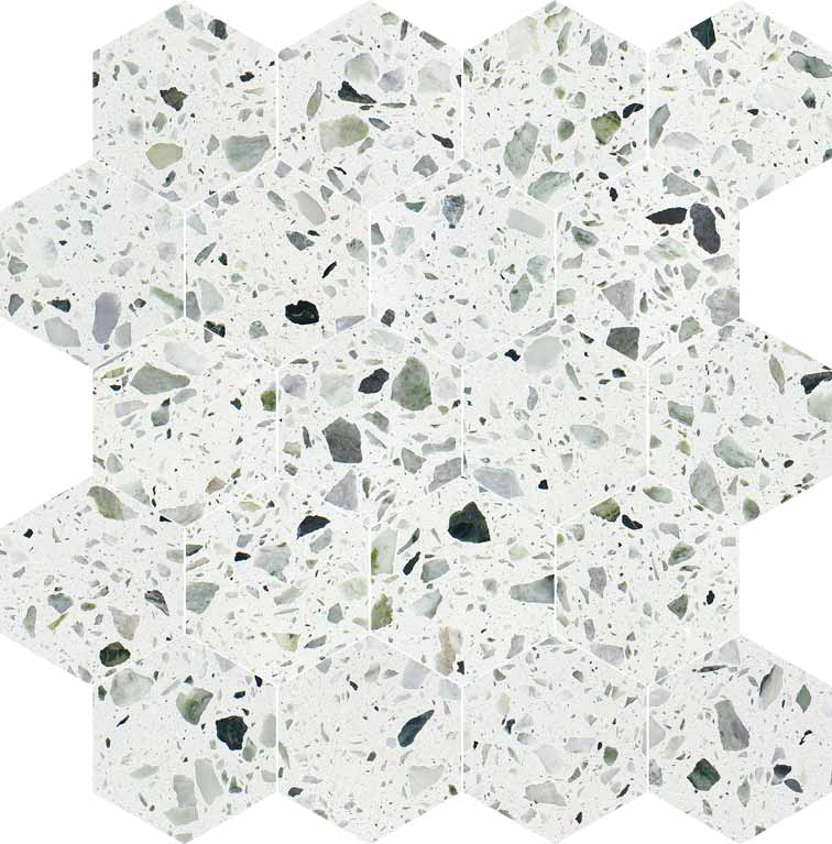 Allegro Menta 3" Hexagon Honed Terrazzo Mosaic - image 3