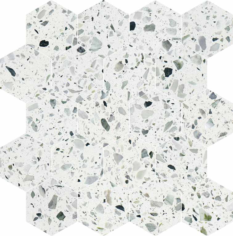Allegro Menta 3" Hexagon Honed Terrazzo Mosaic - image 1
