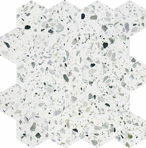 Allegro Menta 3" Hexagon Honed Terrazzo Mosaic - image 1
