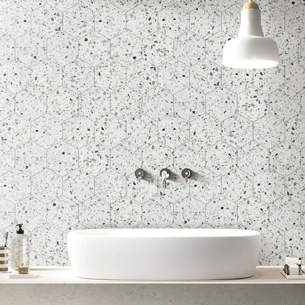 Allegro Menta 6" Hexagon Honed Terrazzo Mosaic - image 4