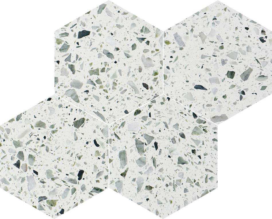 Allegro Menta 6" Hexagon Honed Terrazzo Mosaic - image 1