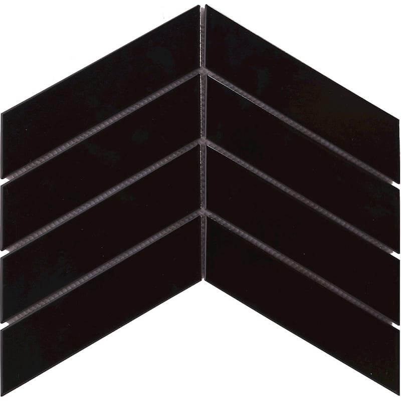 Baleno Black Matte Chevron 2"x7" Porcelain Mosaic - image 1