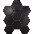 Black 4" Hexagon Glazed Porcelain Mosaic - image 1