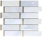 Brick Work White+Gold Polished Marble Mosaic - image 1