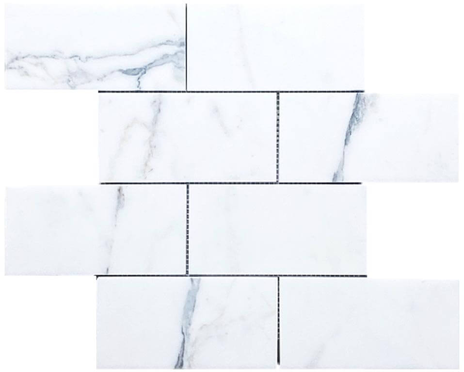 Calacatta 3"x6" Brick Polished Marble Mosaic - image 2