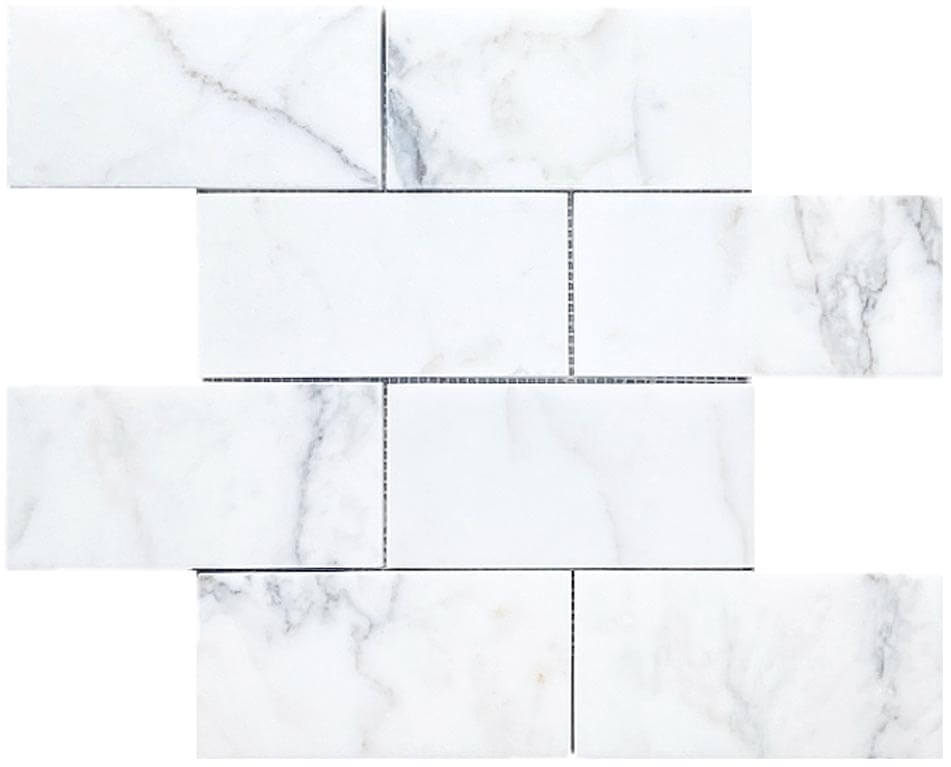 Calacatta 3"x6" Brick Polished Marble Mosaic - image 1
