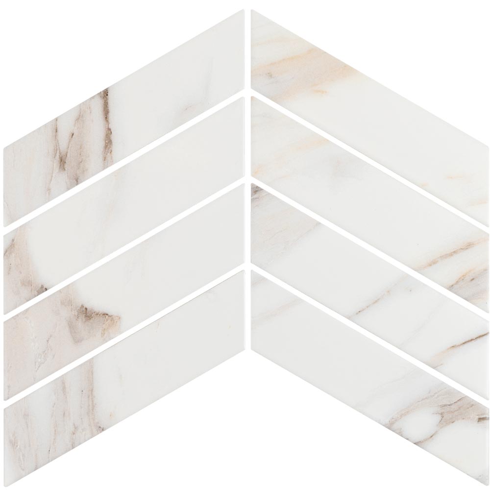 Calacatta Mont 2"x7" Chevron Matte Porcelain Mosaic - image 2