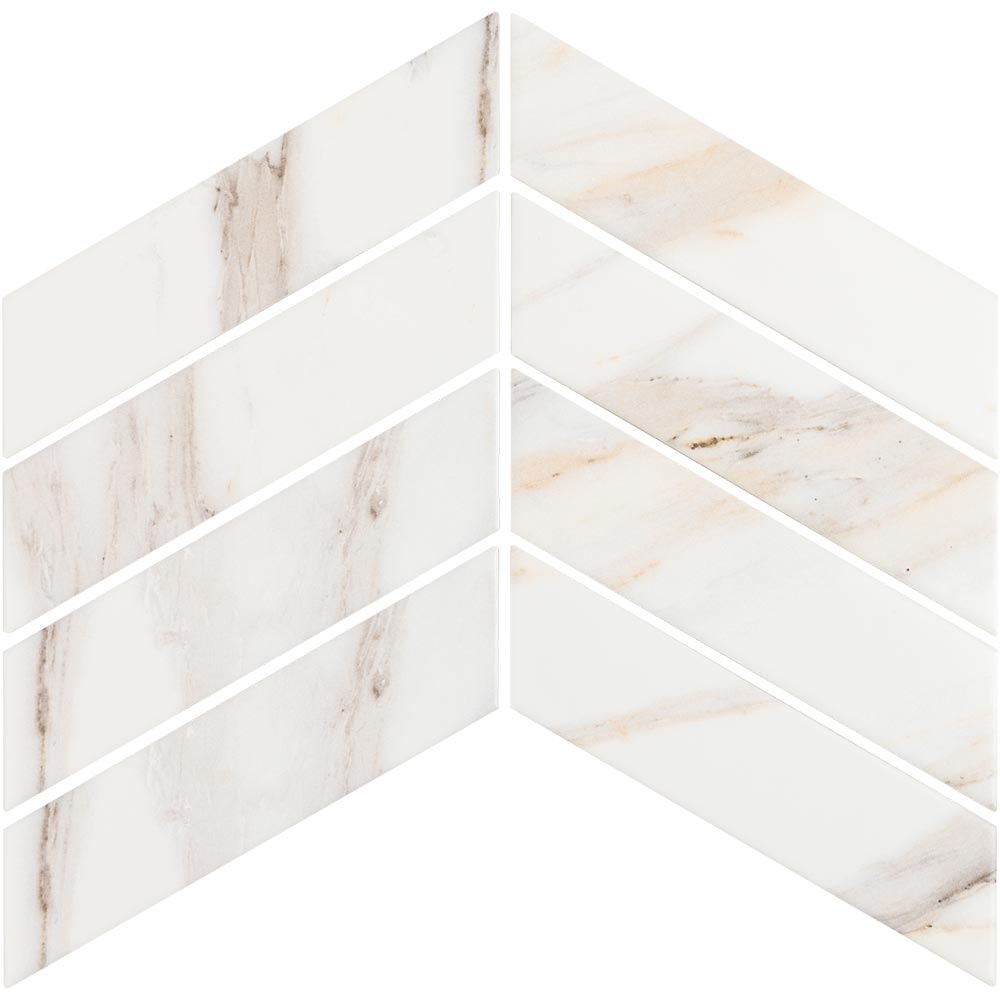 Calacatta Mont 2"x7" Chevron Matte Porcelain Mosaic - image 4