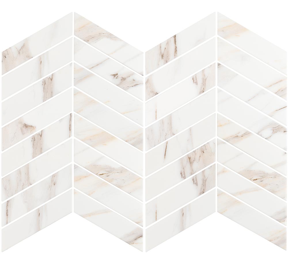 Calacatta Mont 2"x7" Chevron Matte Porcelain Mosaic - image 5