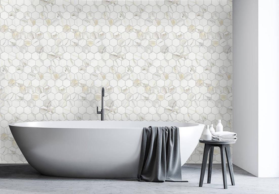 Calacatta Mont 3" Hexagon Matte Porcelain Mosaic - image 3