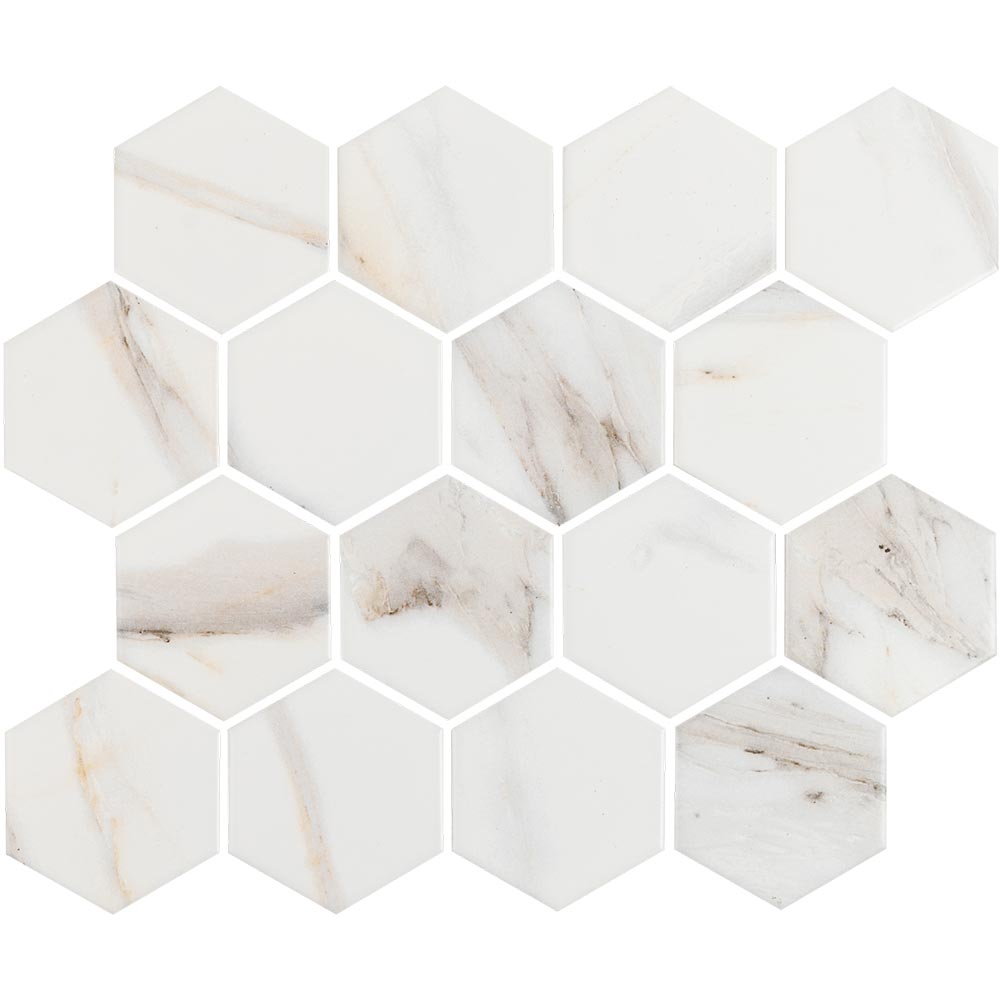 Calacatta Mont 3" Hexagon Matte Porcelain Mosaic - image 1