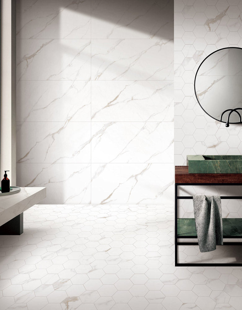 Calacatta Mont 4" Hexagon Matte Porcelain Mosaic - image 3