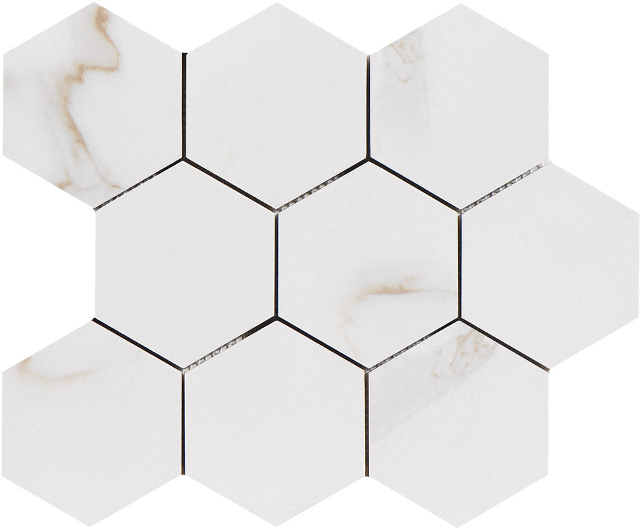 Calacatta Mont 4" Hexagon Matte Porcelain Mosaic - image 1
