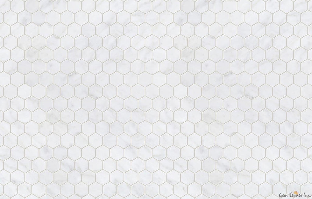 Carrara Marble 1" Polished Hexagon Mosaic - image 2
