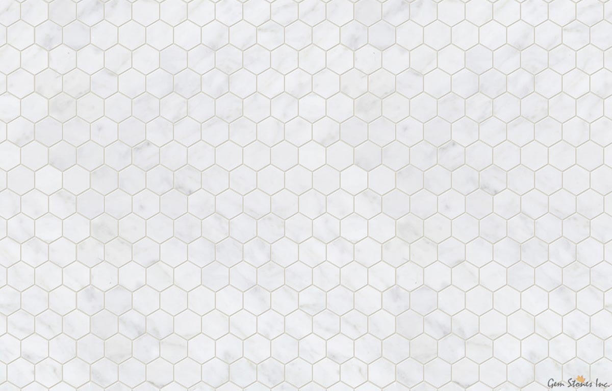 Carrara Marble 1" Polished Hexagon Mosaic - image 2