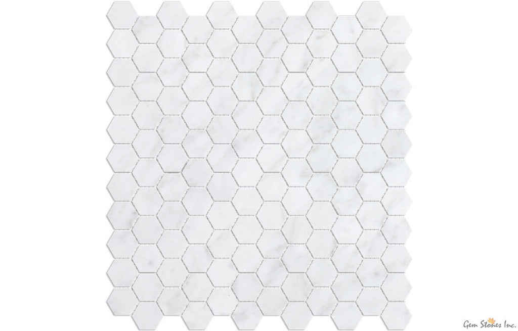 Carrara Marble 1" Polished Hexagon Mosaic - image 1