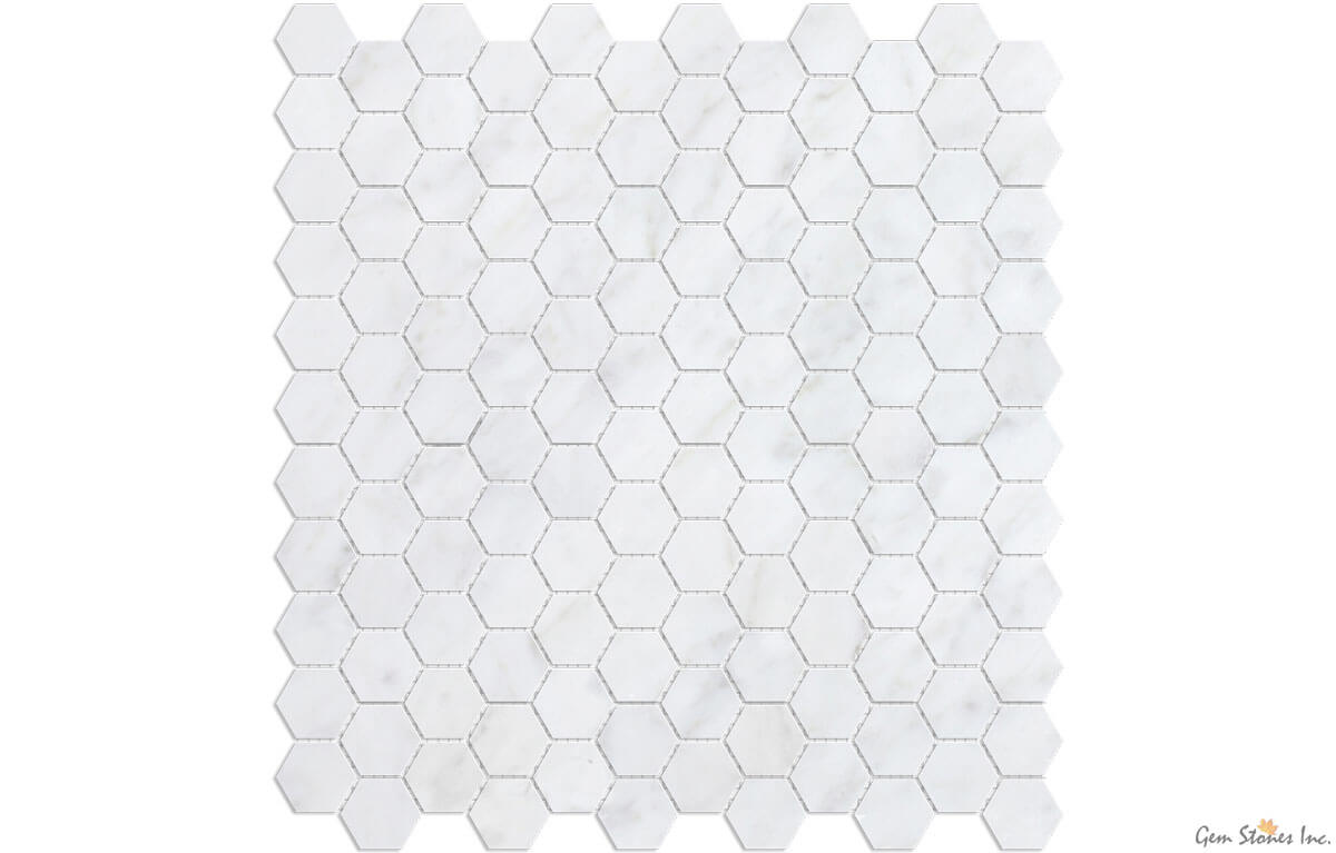Carrara Marble 1" Polished Hexagon Mosaic - image 1