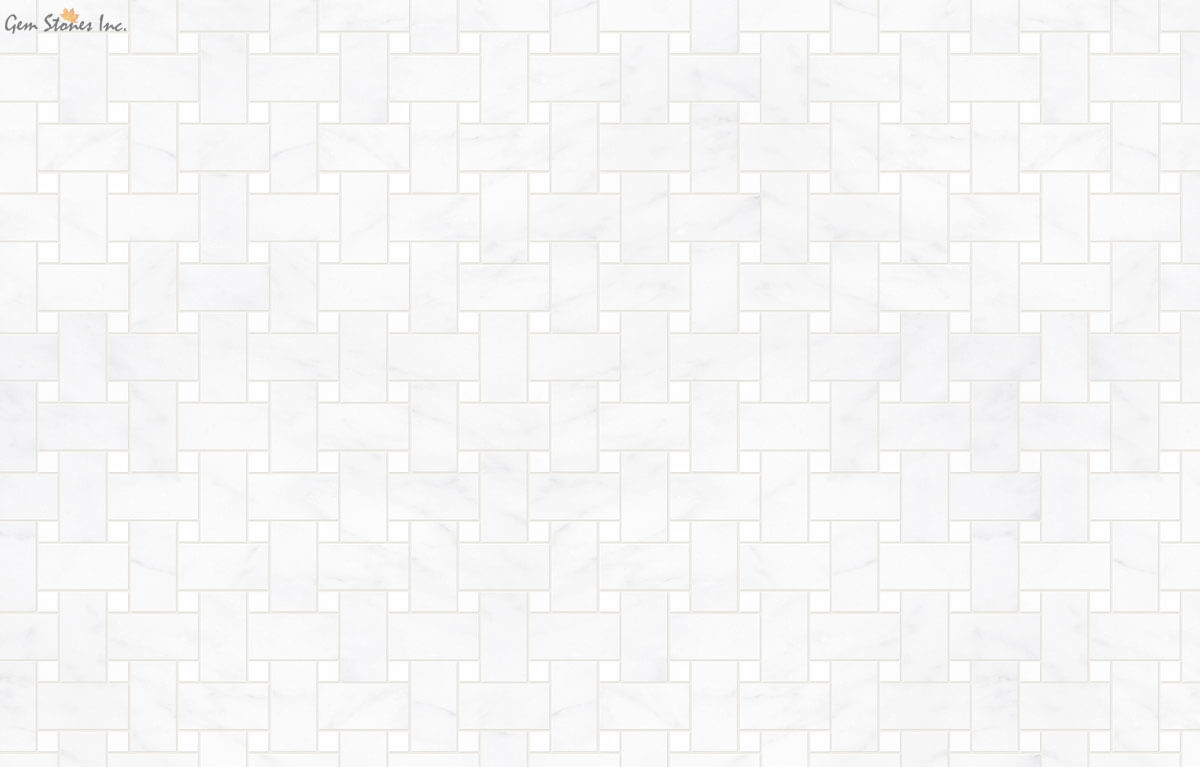 Carrara Marble + White Dots Basketweave Mosaic - image 2