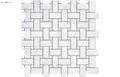 Carrara Marble + White Dots Basketweave Mosaic - image 1