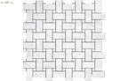 Carrara Marble + White Dots Basketweave Mosaic - image 1