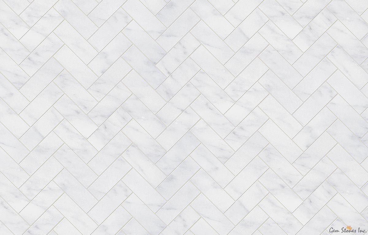Carrara Marble 1"x3" Herringbone Polished Mosaic - image 2