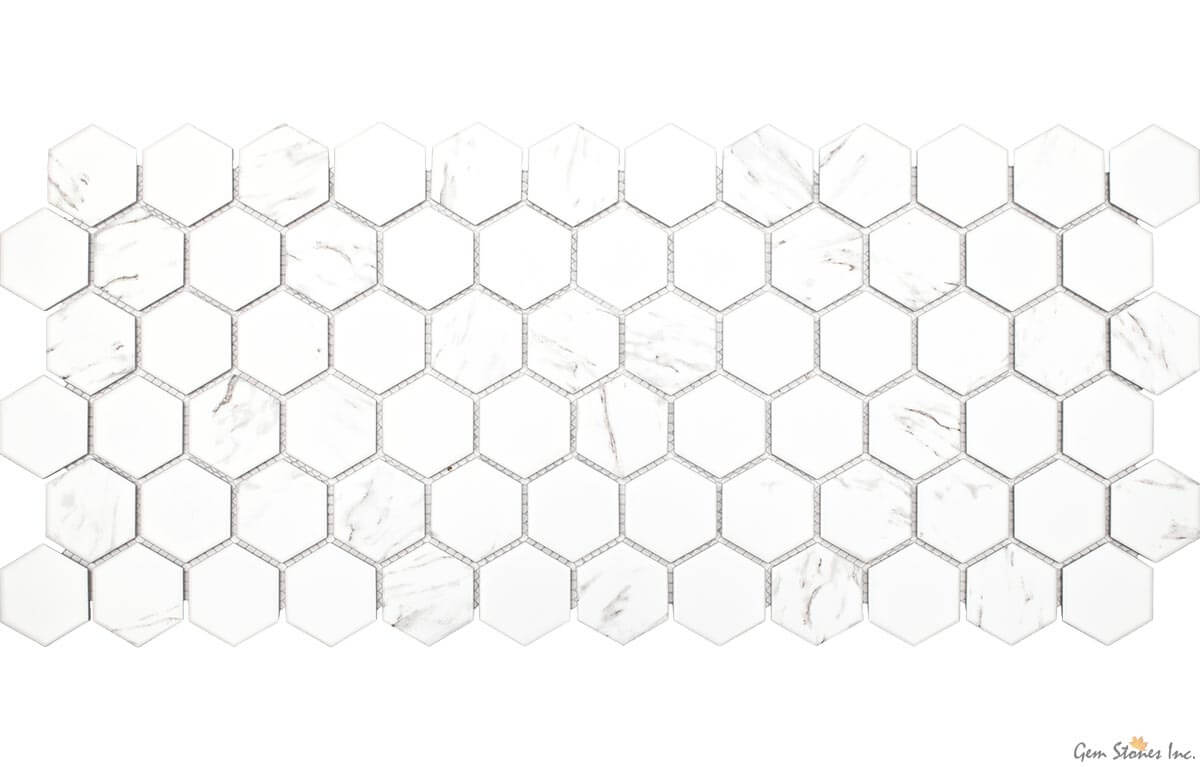 Carrara 2" Hexagon Glazed Porcelain Mosaic - image 3