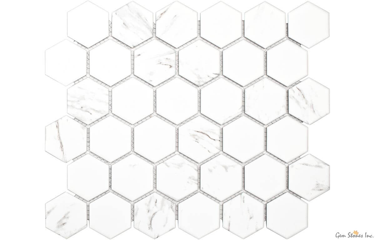 Carrara 2" Hexagon Glazed Porcelain Mosaic - image 1