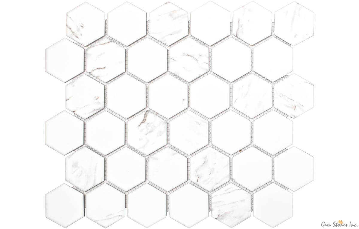Carrara 2" Hexagon Glazed Porcelain Mosaic - image 2