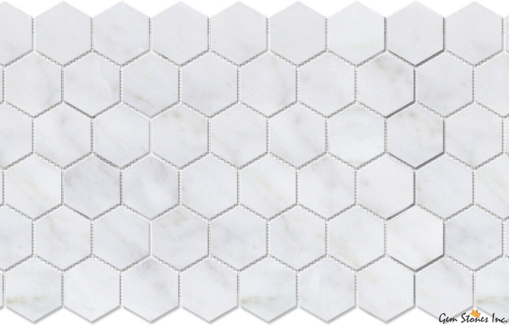 Carrara Marble 2" Polished Hexagon Mosaic - image 2