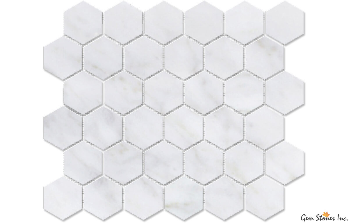 Carrara Marble 2" Polished Hexagon Mosaic - image 1
