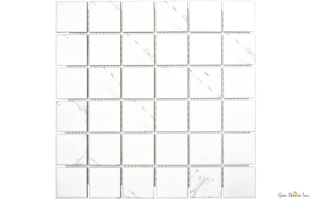 Carrara 2"x2" Square Glazed Porcelain Mosaic - image 1