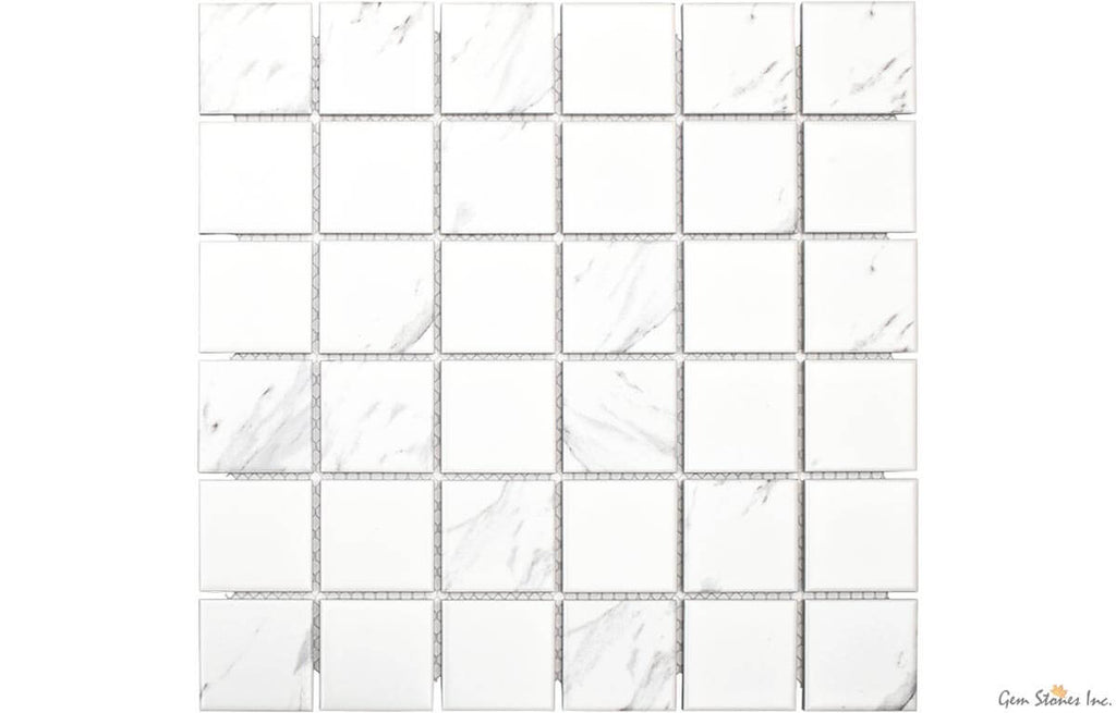 Carrara 2"x2" Square Glazed Porcelain Mosaic - image 2