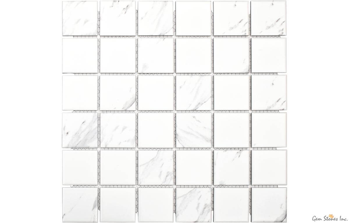 Carrara 2"x2" Square Glazed Porcelain Mosaic - image 2