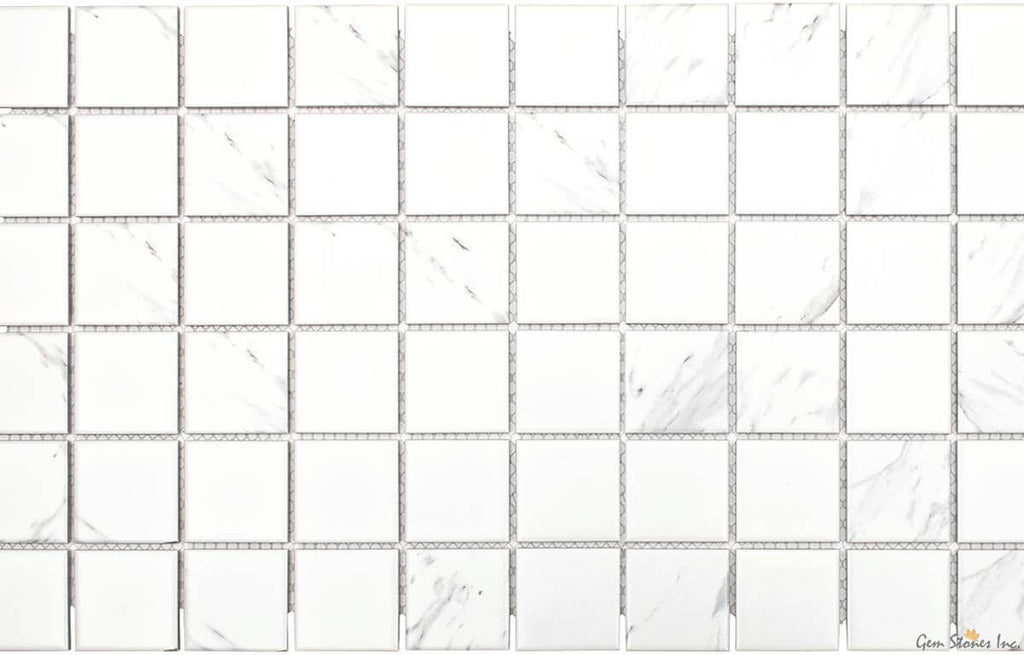 Carrara 2"x2" Square Glazed Porcelain Mosaic - image 3