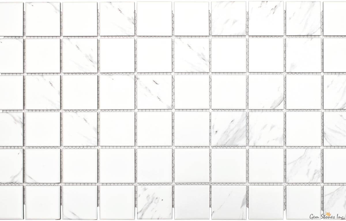 Carrara 2"x2" Square Glazed Porcelain Mosaic - image 3