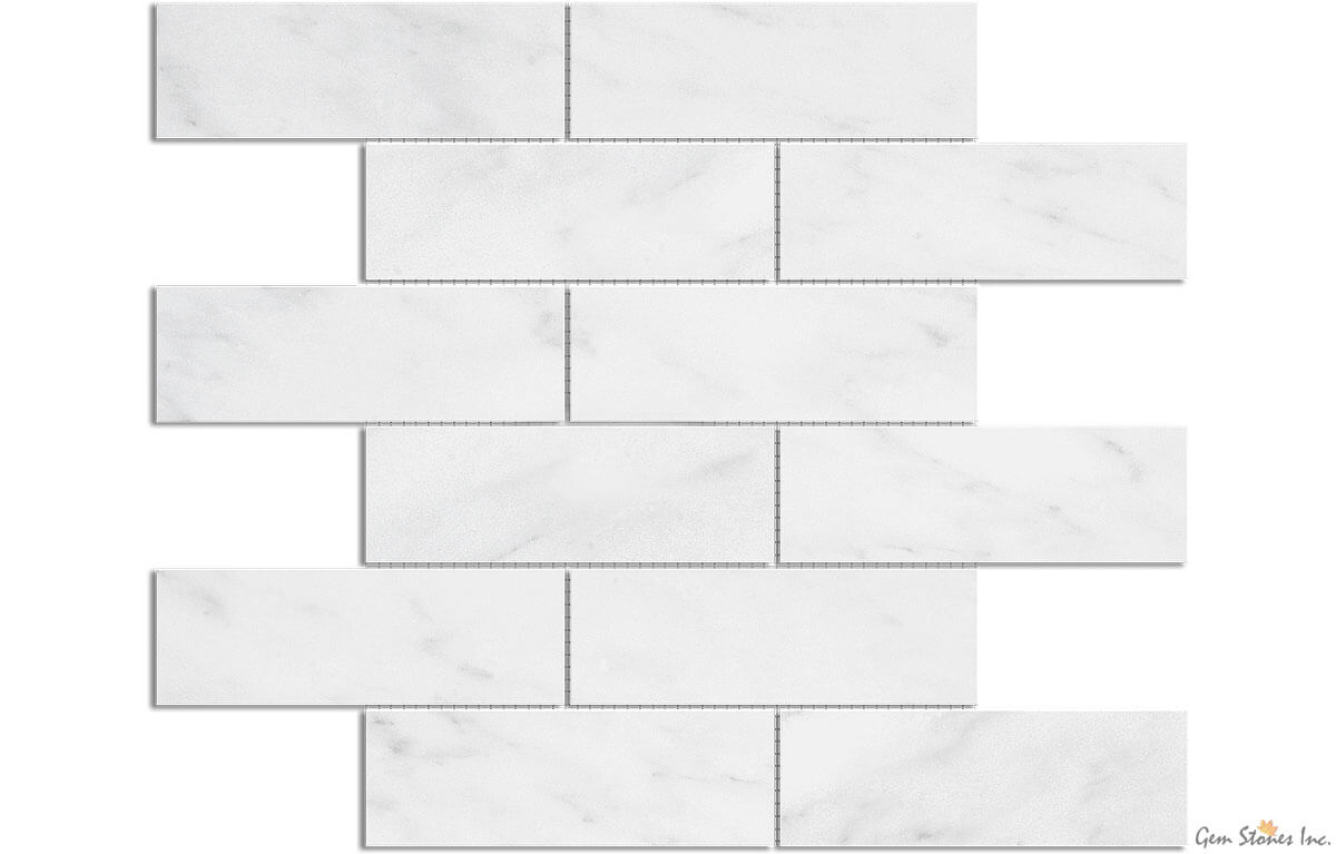 Carrara Marble 2"x6" Brick Polished Mosaic - image 1