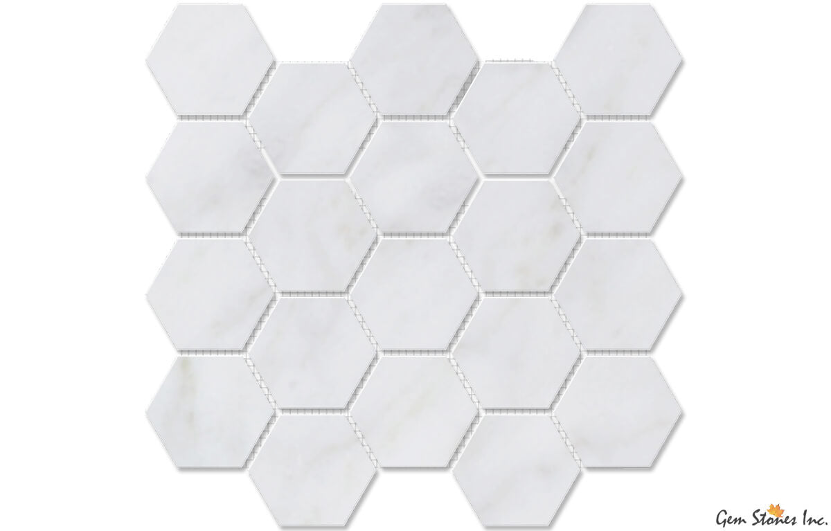 Carrara Marble 3" Hexagon Mosaic - image 1