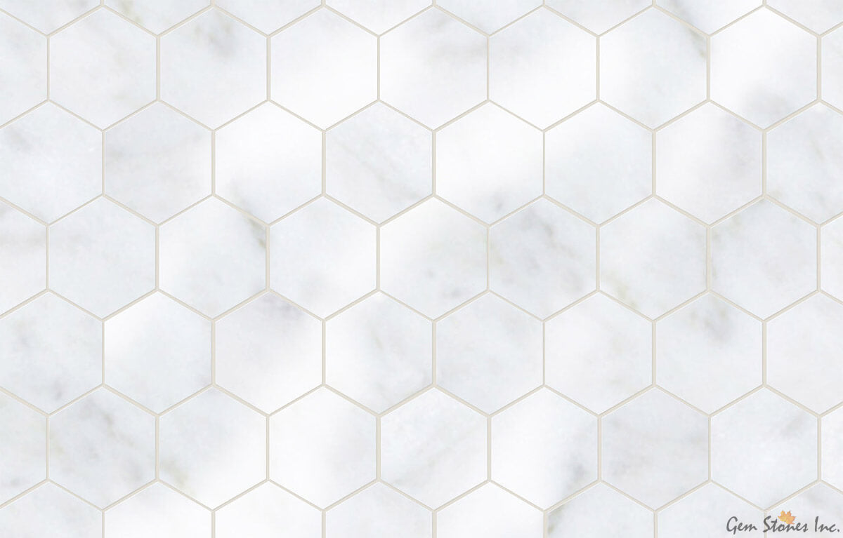 Carrara Marble 3" Hexagon Mosaic - image 2