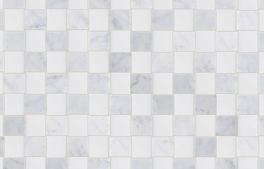 Carrara+White Marble 2"x2" Basketweave Honed Mosaic - image 2