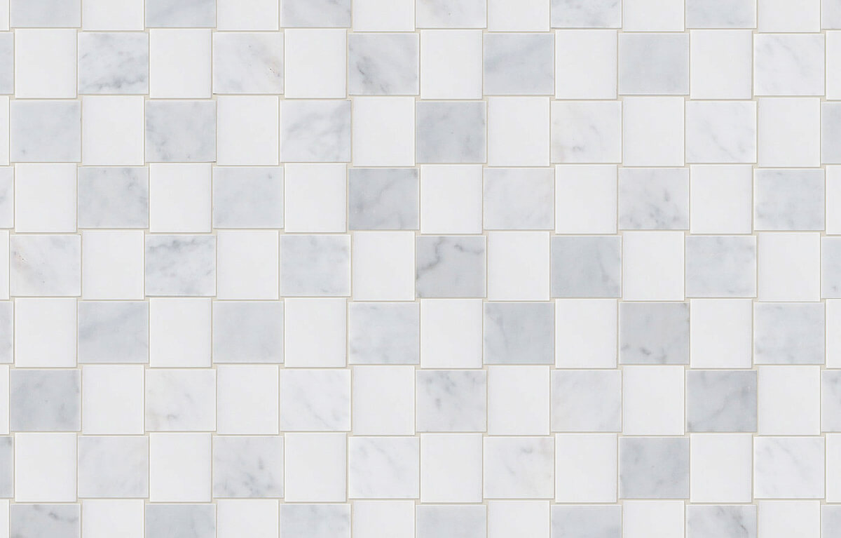 Carrara+White Marble 2"x2" Basketweave Honed Mosaic - image 2