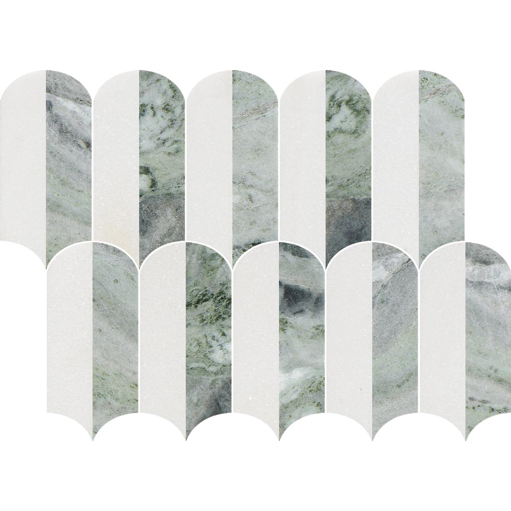 Coastline 2Tone Emerald Honed w/Polished Accents Marble Mosaic - image 2