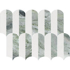 Coastline 2Tone Emerald Honed w/Polished Accents Marble Mosaic - image 3