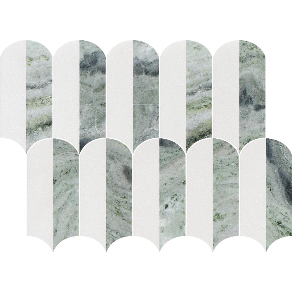 Coastline 2Tone Emerald Honed w/Polished Accents Marble Mosaic - image 4